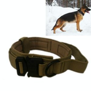 Nylon Thickened Large And Medium-Sized Dog Traction Collar Pet Collar, Size:M(Khaki+Black Button) (OEM)