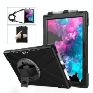 For Microsoft Surface Pro 4 / 5 Shockproof Colorful Silicone + PC Protective Case with Holder & Hand Strap & Pen Slot(Black) (OEM)