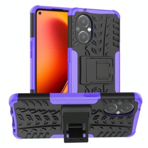 For OnePlus Nord N20 5G Tire Texture Shockproof TPU+PC Phone Case with Holder(Purple) (OEM)