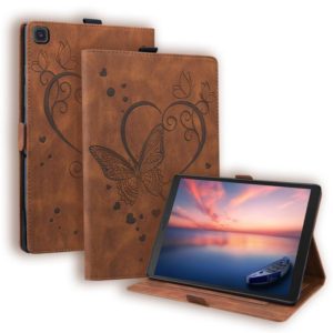For Samsung Galaxy Tab A 8.0 (2019) SM-T290 SM-T295 Love Butterfly Pattern Horizontal Flip Leather Case with Holder(Brown) (OEM)