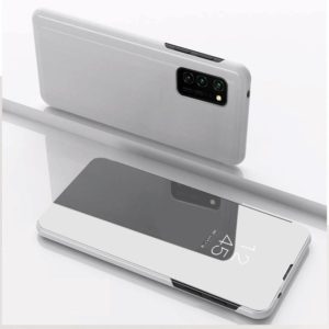 For Samsung Galaxy S20 FE 5G Plated Mirror Horizontal Flip Leather Case with Holder(Silver) (OEM)
