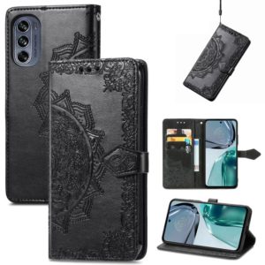 For Motorola Moto G62 Mandala Flower Embossed Leather Phone Case(Black) (OEM)