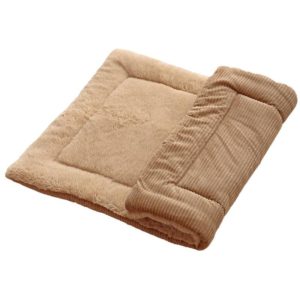 Double Sided Pet Mat Four Seasons Warm Dog Blanket,Size: S(Wick Strip Khaki) (OEM)