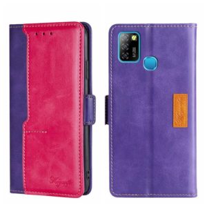 For Infinix Hot 10 Lite/Smart 5 X657 Contrast Color Side Buckle Leather Phone Case(Purple + Rose Red) (OEM)