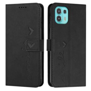 For Motorola Edge 20 Lite Skin Feel Heart Pattern Leather Phone Case(Black) (OEM)