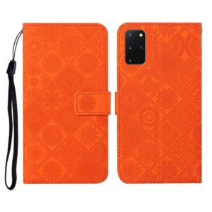 For Samsung Galaxy S20+ Ethnic Style Embossed Pattern Horizontal Flip Leather Case with Holder & Card Slots & Wallet & Lanyard(Orange) (OEM)