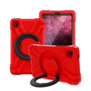 For Galaxy Tab A7 Lite T220/T225 PC + Silicone Shockproof Combination Case with 360 Degree Rotating Holder & Handle(Red+Black) (OEM)