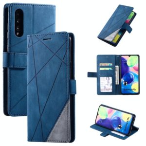 For Samsung Galaxy A70s Skin Feel Splicing Horizontal Flip Leather Case with Holder & Card Slots & Wallet & Photo Frame(Blue) (OEM)