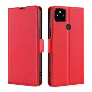 For Google Pixel 5 XL 4G & 5G / Pixel 4a 5G Ultra-thin Voltage Side Buckle PU + TPU Horizontal Flip Leather Case with Holder & Card Slot(Red) (OEM)