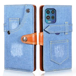 For Motorola Moto G100 Denim Horizontal Flip Leather Case with Holder & Card Slot & Wallet(Light Blue) (OEM)