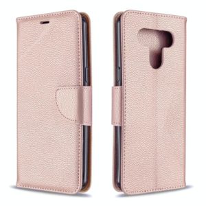 For LG K51 Litchi Texture Pure Color Horizontal Flip PU Leather Case with Holder & Card Slots & Wallet & Lanyard(Rose Gold) (OEM)