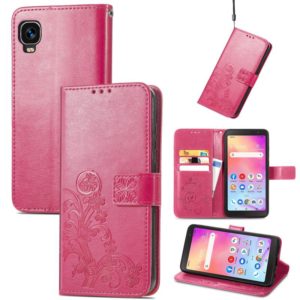 For TCL A509DL / A3 Four-leaf Clasp Embossed Leather Phone Case(Magenta) (OEM)