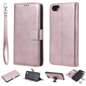 For Huawei Y5 Prime (2018) Solid Color Horizontal Flip Protective Case with Holder & Card Slots & Wallet & Photo Frame & Lanyard(Rose Gold) (OEM)