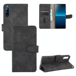 For Sony Xperia L4 Solid Color Skin Feel Magnetic Buckle Horizontal Flip Calf Texture PU Leather Case with Holder & Card Slots & Wallet(Black) (OEM)