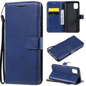 For Samsung Galaxy A31 Solid Color Horizontal Flip Protective Leather Case with Holder & Card Slots & Wallet & Photo Frame & Lanyard(Blue) (OEM)