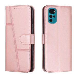 For Motorola Moto G22 Stitching Calf Texture Buckle Leather Phone Case(Pink) (OEM)