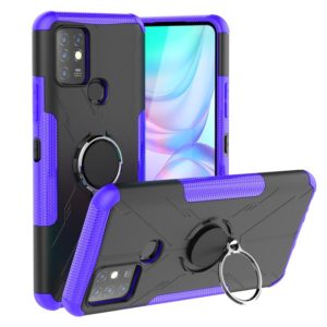 For Infinix Note 10 Armor Bear Shockproof PC + TPU Protective Case with Ring Holder(Purple) (OEM)