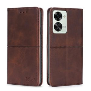 For OnePlus Nord 2T Cow Texture Magnetic Horizontal Flip Leather Phone Case(Dark Brown) (OEM)