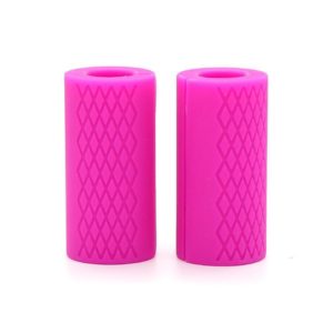 Dumbbell Barbell Grip Silicone Thick Bar Handles(Rose Red) (OEM)