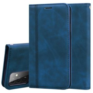 For Samsung Galaxy A72 5G / 4G Frosted Business Magnetic Horizontal Flip PU Leather Case with Holder & Card Slot & Lanyard(Blue) (OEM)