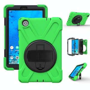 For Lenovo Tab M8 Shockproof Colorful Silicone + PC Protective Case with Holder & Hand Grip Strap & Shoulder Strap(Green) (OEM)