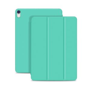 Horizontal Flip Ultra-thin Double-sided Clip Magnetic PU Leather Case for iPad Pro 12.9 inch (2018), with Three-folding Holder & Sleep / Wake-up Function(Mint Green) (OEM)