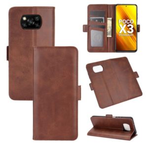 For Xiaomi Poco X3/X3 NFC Dual-side Magnetic Buckle Horizontal Flip Leather Case with Holder & Card Slots & Wallet(Brown) (OEM)
