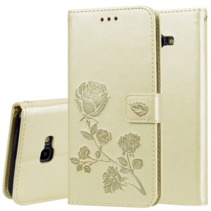 Rose Embossed Horizontal Flip PU Leather Case for Samsung Galaxy J4 Plus, with Holder & Card Slots & Wallet (Gold) (OEM)