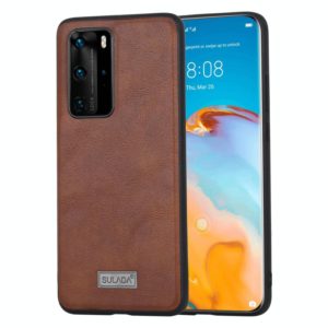For Huawei P40 Pro SULADA Shockproof TPU + Handmade Leather Protective Case(Brown) (SULADA) (OEM)