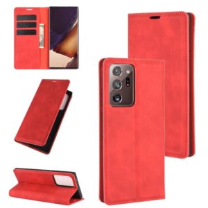 For Samsung Galaxy Note20 Ultra Retro-skin Business Magnetic Suction Leather Case with Holder & Card Slots & Wallet(Red) (OEM)
