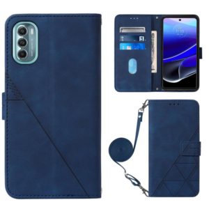For Motorola Moto G 5G 2022 Crossbody 3D Embossed Flip Leather Phone Case(Blue) (OEM)
