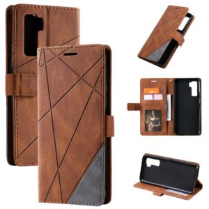 For Huawei nova 7 SE Skin Feel Splicing Horizontal Flip Leather Case with Holder & Card Slots & Wallet & Photo Frame(Brown) (OEM)