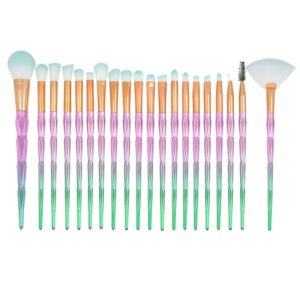 20 in 1 Diamond Handle Eye Brush Multi-functional Makeup Brush, Pink+Blue Handle and Baby Blue Brush (OEM)