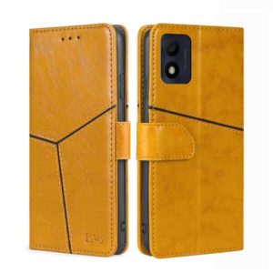 For alcatel 1B 2022 Geometric Stitching Horizontal Flip Leather Phone Case(Yellow) (OEM)