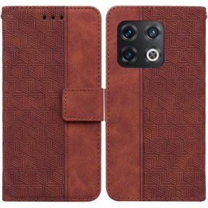 For OnePlus 10 Pro 5G Geometric Embossed Leather Phone Case(Brown) (OEM)