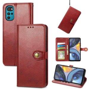 For Motorola Moto G22 Retro Solid Color Buckle Leather Phone Case(Red) (OEM)