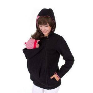 Three-in-one Multi-function Mother Kangaroo Zipper Hoodie Coat with Front Cap Size: S, Chest: 85-88cm, Waist: 65-67cm, Hip: 91-94cm (Black+Red) (OEM)