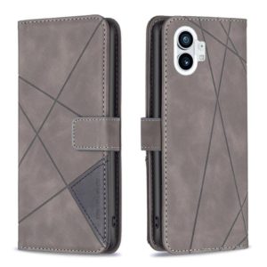 For Nothing Phone 1 Magnetic Buckle Rhombus Texture Leather Phone Case(Grey) (OEM)