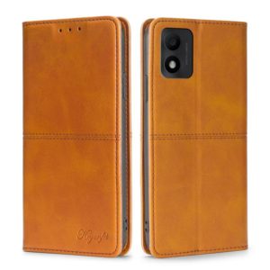 For TCL 303 Cow Texture Magnetic Horizontal Flip Leather Phone Case(Light Brown) (OEM)