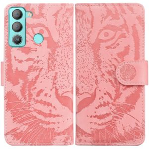 For Tecno Pop 5 LTE BD4 Tiger Embossing Pattern Horizontal Flip Leather Phone Case(Pink) (OEM)