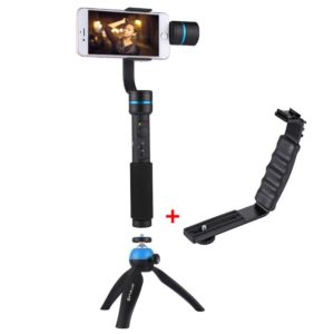 PULUZ G1 3-Axis Stabilizer Handheld Gimbal with Clamp Mount and Tripod Holder + L-Shape Bracket with Tripod Holder(Blue) (PULUZ) (OEM)