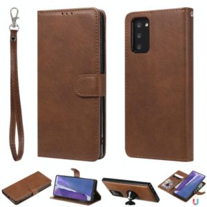 For Samsung Galaxy Note 20 Ultra 2 in 1 Solid Color Detachable PU Leather Case with Card Slots & Magnetic Holder & Photo Frame & Wallet & Strap(Brown) (OEM)