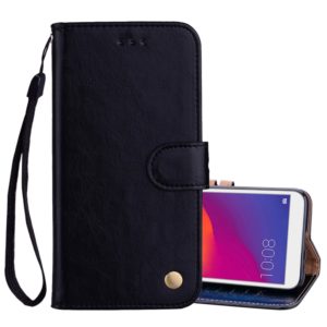 Business Style Oil Wax Texture Horizontal Flip Leather Case for Huawei Y5 (2018) / Y5 Prime (2018) / Honor 7A (Russian Version), with Holder & Card Slots & Wallet(Black) (OEM)