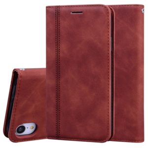 For iPhone XR Frosted Business Magnetic Horizontal Flip PU Leather Case with Holder & Card Slot & Lanyard(Brown) (OEM)