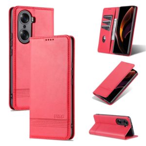 For Honor 60 Pro AZNS Magnetic Calf Texture Horizontal Flip Leather Phone Case(Red) (AZNS) (OEM)