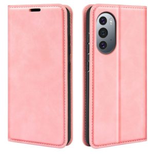 For Motorola Edge X30 Retro-skin Magnetic Suction Leather Phone Case(Pink) (OEM)
