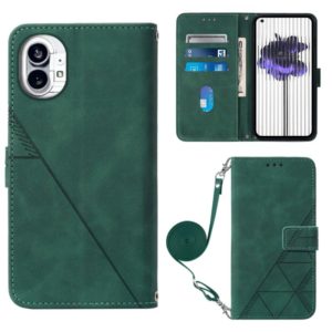 For Nothing Phone 1 Crossbody 3D Embossed Flip Leather Phone Case(Dark Green) (OEM)