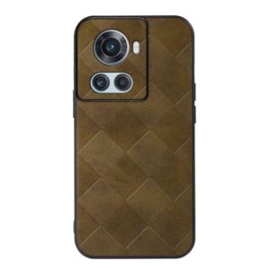 For OnePlus 10R / Ace Weave Plaid PU Phone Case(Green) (OEM)