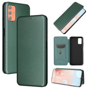 For HTC Desire 21 Pro Carbon Fiber Texture Horizontal Flip TPU + PC + PU Leather Case with Card Slot(Green) (OEM)