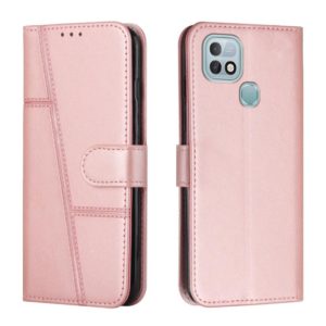 For Infinix Hot 10i Stitching Calf Texture Buckle Leather Phone Case(Pink) (OEM)